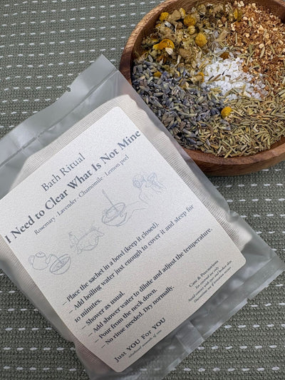 Ritual Bath — Clear What Is Not Mine — herbal sachet with brewing instructions